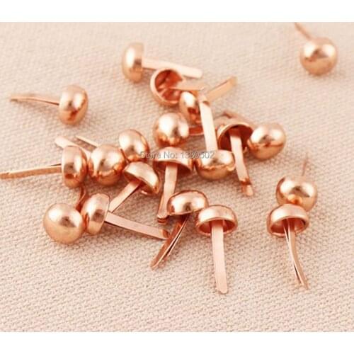 50pcs/lot 8*15mm Rose Gold Color Round Shape Brads Scrapbooking Rivets Diy Decoration accessories