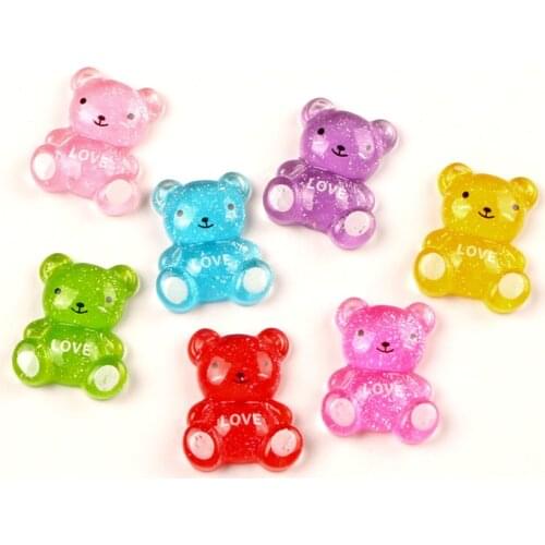 50pcs Mixed Resin Bear Flatback Cabochon Jewelry Findings Scrapbooking For Jewelry Making Charms Pendants Accessories Diy