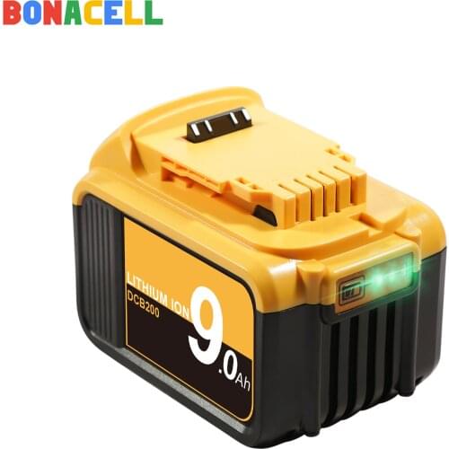 Bonacell 1Pack DCB200 20V 9000mAh replaceable Li-ion battery compatible with Dewalt 20 Volt MAX XR power tools lithium Batteries