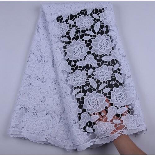 White African Guipure Lace Fabric 2019 High Quality Lace Nigerian Tulle Lace Fabric French Cord Lace Fabric For Every Dress 1702
