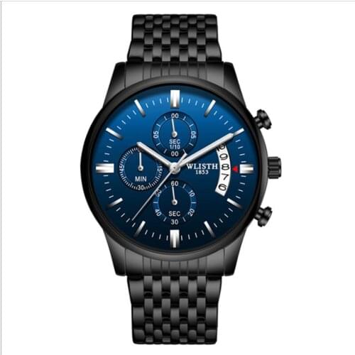 Watch Mens Luminous Waterproof Small Three Needle Quartz Watch Steel Band Calendar Student Sports Multifunctional Watch