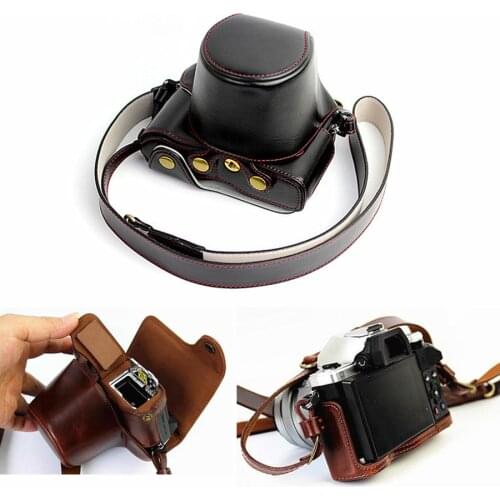PU Leather Case Cover Camera bag for Olympus OM-D OMD EM10 II E-M10 Mark II EM10II M2 with Battery Openning and shoulder Strap