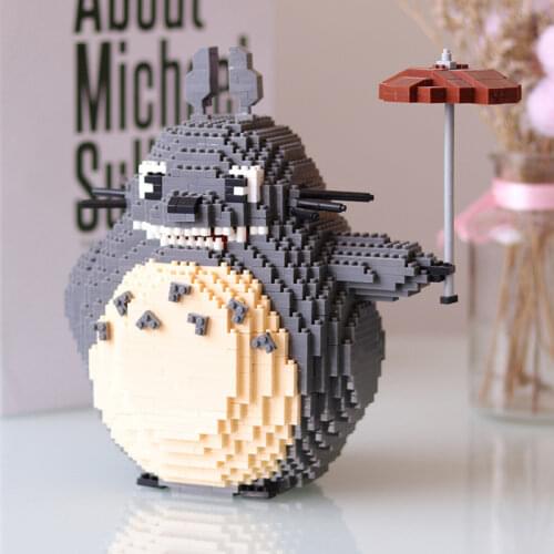 HC 9005 Anime My Neighbor Totoro Cat Animal Pet 3D Model 1820pcs DIY Mini Diamond Blocks Bricks Building Toy for Children No Box