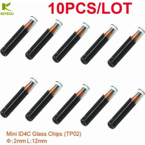 KEYECU 10PCS/LOT Replacement New Car key Chips , Transponder Chip Mini ID4C Glass Chip (smaller size) Diameter : 2mm / L: 12mm