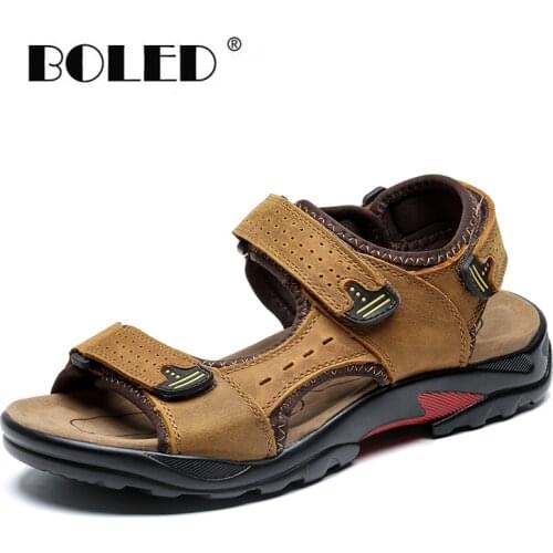 Classic Mens Sandals Genuine Leather Summer Shoes New Beach Men Casual Shoes Outdoor Breathable Men Shoes Designer Plus Size