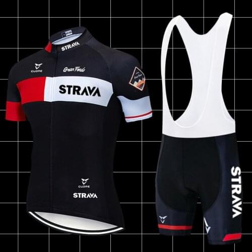 2021 STRAVA Pro Team Bicycle Jersey Sets Cycling Clothing Summer Breathable Bike MTB Bib Short Sleeve Pants Uniform Ropa Ciclism