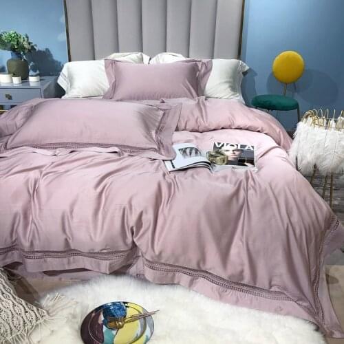 American Luxury Simple Hollow Solid Color 100 Double-sided Tencel Bedding Set Full King Size Duvet Bed Linens Cover