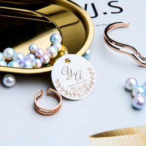 Y8-200 pcs 3.5cm round Kraft/White Paper Personalized Label Rose Gold Letter Advanced Wedding Label Gold Label Customized