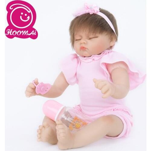 45CM 18 Inch New Style Cute Baby Bebe Reborn Doll Lifelike Sleeping Newborn Baby Closed Eyes Doll For Kids Fashion Birthday Gift