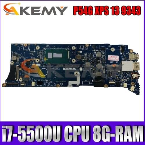 For DELL P54G XPS 13 9343 Laptop Motherboard ZAZ00 LA-B441P Mainboard With i7-5500U CPU 8G-RAM 100% Working CN-09K8G1 09K8G1