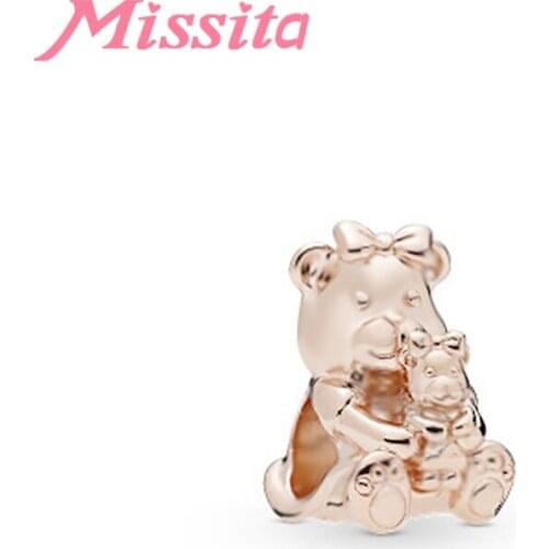 MISSITA Cute Bear with Baby Animal Beads fit Brand Original Charm Bracelet DIY Jewelry Women Bracelets Accessories Gift