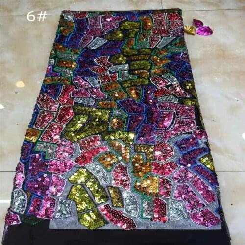 Fashion African Lace Fabric High Quality sequins velvet Lace nigerian lace fabric 2019 high quality lace With Beaded 5yards