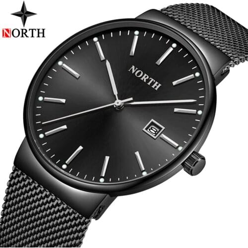 Mens Watches NORTH Top Brand Luxury Waterproof Wrist Watches Ultra Thin Date Simple Casual Quartz Watch For Men Sport Clock