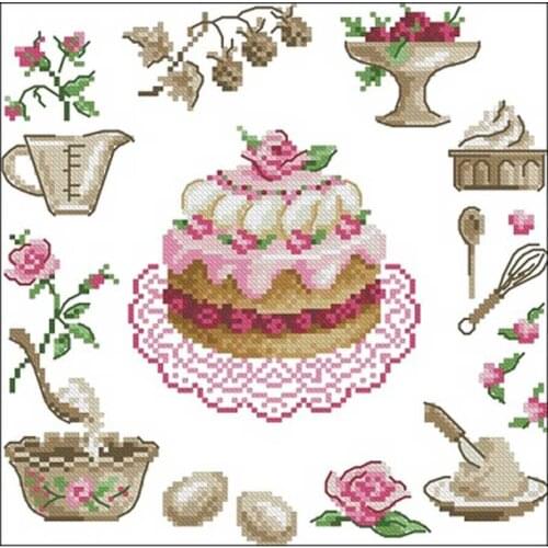100% cotton threads Cake and rose Patterns Counted Cross Stitch 11CT 14CT DIY Cross Stitch Kits Embroidery Needlework Sets