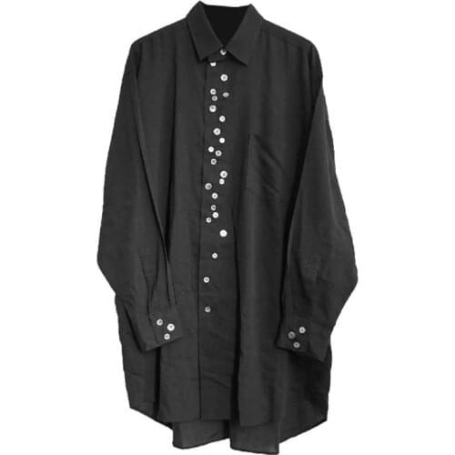 S-6XL! Large mens shirts 2019 Original design shell button mens shirt irregular multi buttonhole fashion mens wear