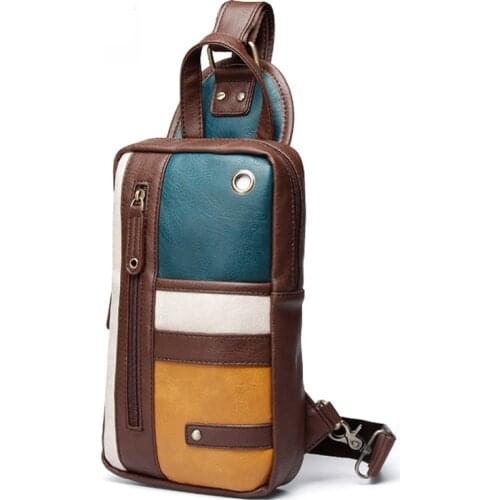 Luxury Brand Men Crossbody Bag Small Cell Phone Strap Sling Man Messenger Bags Male Leather Chest Pack Men Chest Bags