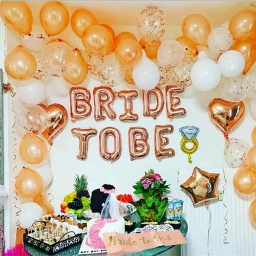 Rose Gold Bride To Be Balloons Wedding Bridal Shower Party Decorations Diamond Ring Bottle Hen Party Bride Balloon Gift Supplies