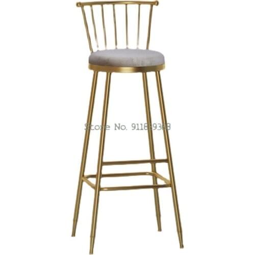 Northern Europe Simple Family Cafe Front Desk Bar Chair Bar Stool Modern Bar Desk Chair High Stool Back Chair Gold