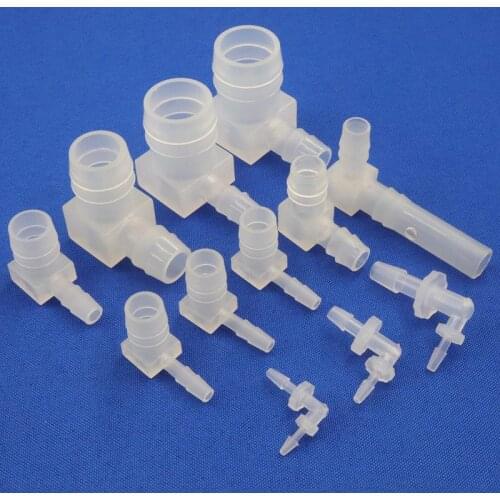 10pcs 3.2~14mm To 2.4~12mm PP 90 Degree Reducing Elbow Connectors Aquarium Fish Tank Pagoda Hose Joints Air Pump Aerator Fitting