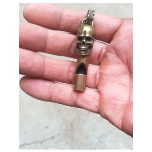 Sacred Bronze Pendant Whistle Skull Skull Head Exorcism Old Collection