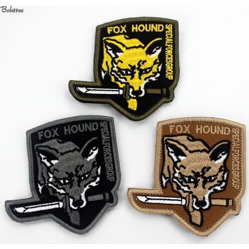 Tactical Foxhound Emblem Patches Armband Hook Loop Badges Special Force Group Stickers For Backpack 3 colors