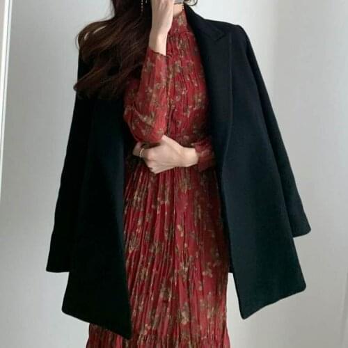 Woolen Overcoat Cottton Liner Cardigan Outerwear S-3Xl Women Autumn Winter Wool Blazer Coat Jacket Belt