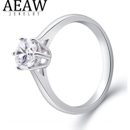1.0ct Carat 6.5mm DF Color Round Cut Moissanite Halo Engagement Ring 18K AU 750 White Gold For Women Anniversary Wedding Gift