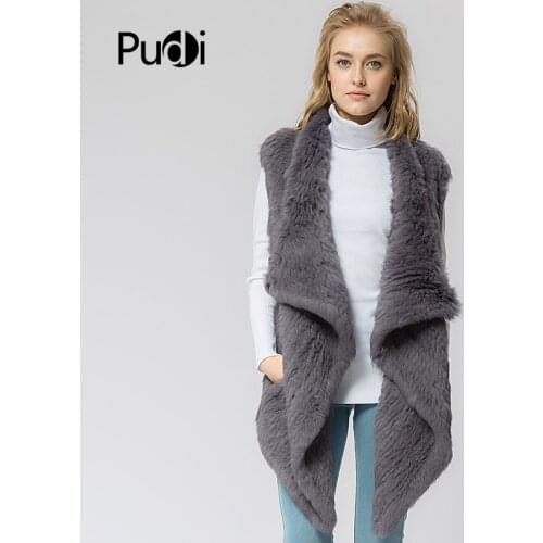 VR024 Knitted knit new real rabbit fur vest overcoat jacket womens winter warm genuine fur vest plus size