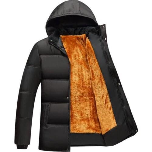 Winter Coat Mens Warm Parkas Streetwear Cotton Coats Slim Male Jackets Solid Windproof Padded Coat Mens Clothing