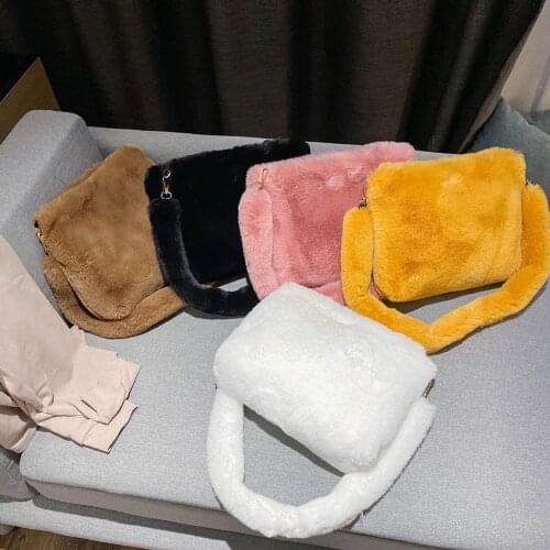 Winter Handbag Designer Womens Plush Shoulder Bags Soft Fur Hobo Handbag Women Large Capacity Purse Lady Sac Drop Shipping