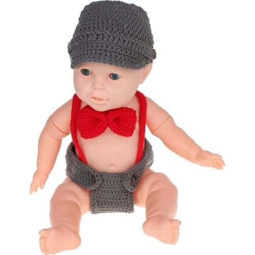 1 Set Cute Baby Newborn Costume Suspender Hat Trousers Bowknot Tie Cosplay Funny Clothing Props Outfit Photography Birthday Boys