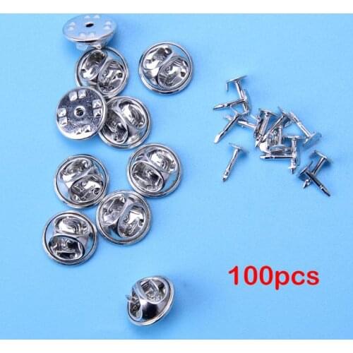 100 set Silver Brooch Base Holder Pins Badge Holder for DIY Jewelry Decor Home Sewing Accessories
