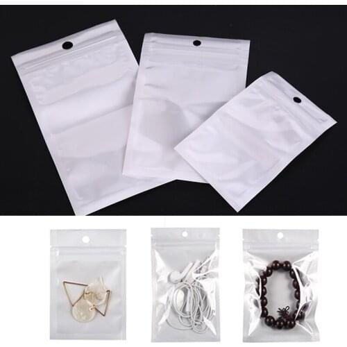 100PCS/Lot 3 Sizes Translucent Jewelry Bead Packaging Storage Bag Gift Holder Jewelry Zipper Bag
