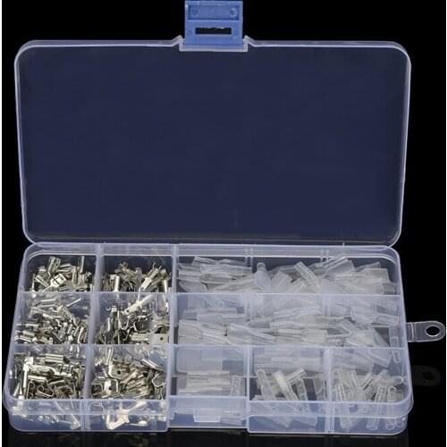 270Pcs 2.8/4.8/6.3mm Male Female Spade Wire Crimp Terminal Block Connector Sleeve Assortment Kit for Electrical Wiring Car Audio