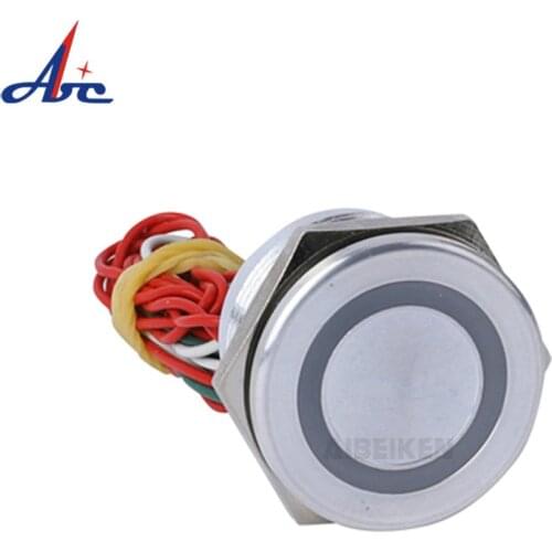 2A 22mm Piezo Switch Flat Head Ring LED IB68 Touch Switch Waterproof Push Button Switch Momentary/Latching 1NO/1NC