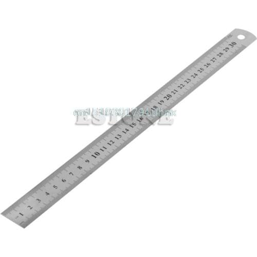 30CM 12"Steel Stainless Metric Metal Ruler Pocket Pouch Measurement Double Sided