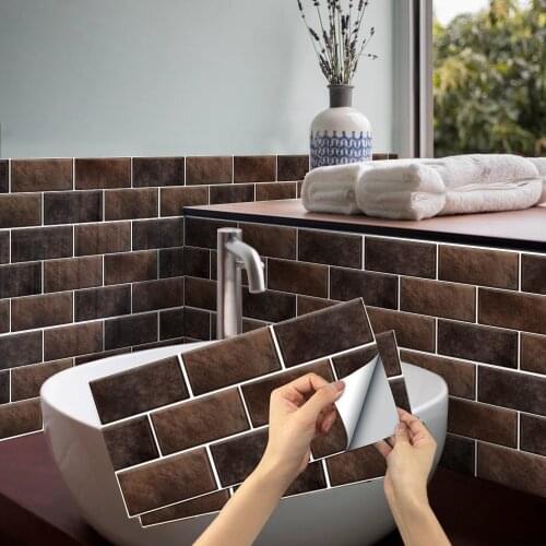 Vintage Style 3D Brick Bathroom Decor Tile Stickers Self-adhesive PVC Waterproof Oil Proof Kitchen Backsplash Tiles Wall Decals