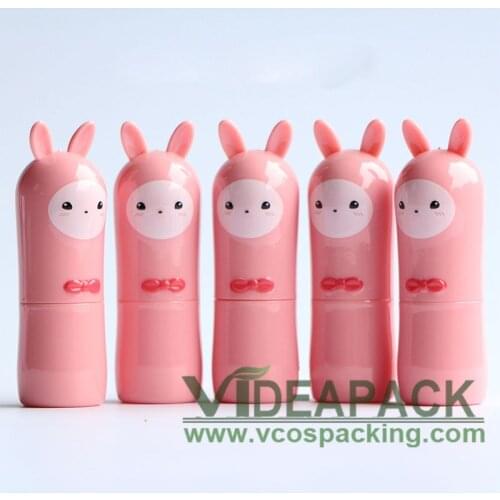 5pcs Cartoons lovable DIY lip balm tube /3.5 g pink plastic lipstick tube / inner cup size 12.1mm empty lipstick tube packing