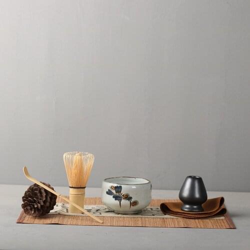 4pcs/set traditional matcha giftset bamboo matcha whisk scoop ceremic Matcha Bowl Whisk Holder japanese tea sets