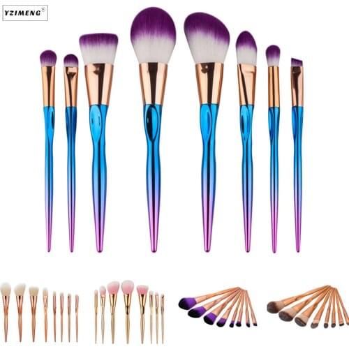 8Pcs/Set Diamond Unicorn Makeup Brushes Set Fantasy Set Professional Top Quality Foundation Powder Eyeshadow Kits Gradient Color
