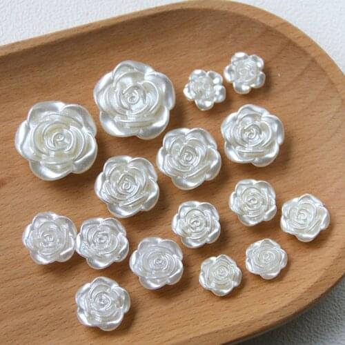 Acrylic Flower Leaf Imitation Pearl Beads For Jewelry Making Accessory Hairpin Middle Hole Four Petals Decoration Materials