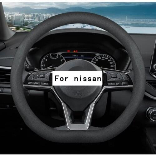CAR suede leather Steering-wheels Cover 37 38cm 15" for Nissan Juke Kicks Rogue Sport Qashqai X-Trail Murano Xterra Pathfinder