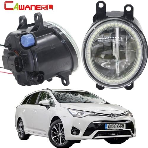 Cawanerl For Toyota Avensis 2015 2016 2017 2018 Car H11 LED Bulb 4000LM Fog Light + Angel Eye Daytime Running Lamp DRL 12V