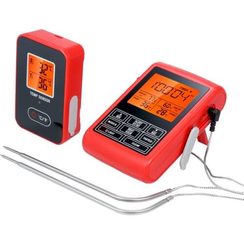 Digital Food Thermometer and Timer Wireless Meat Thermomter Monitor Remote Meat Temperature Probe Oven Thermometer