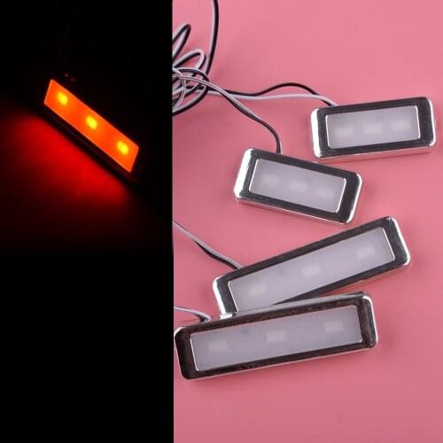 CITALL 4Pcs Silver Interior Door Handle Bowl Red LED 12V 3W Ambient Atmosphere Light Universal