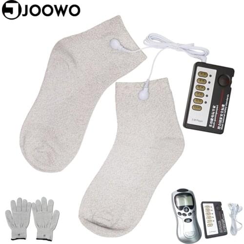 Electro Shock Sex Products Fiber Massage Socks For Woman And Men Physical Therapy Teaser Electric Shock Foot Bondage Electrode