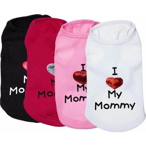 Small Pet Dog Apparel Vest Puppy Cats Coat Clothes T-shirt Summer Cachorro Mascotas Vest XS-L I LOVE MY DADDY I LOVE MY MOMMY
