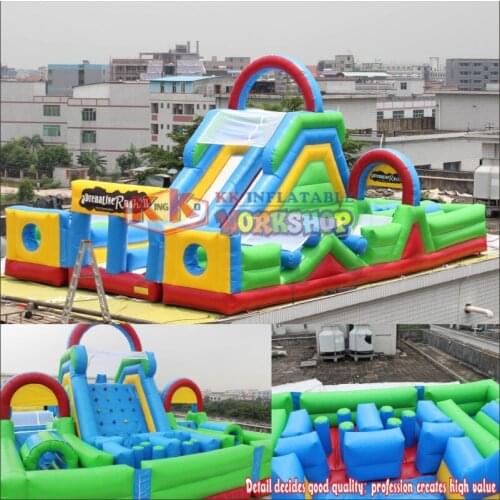 Jungle Xtreme Adrenaline Inflatable Obstacle course with slide and barrier