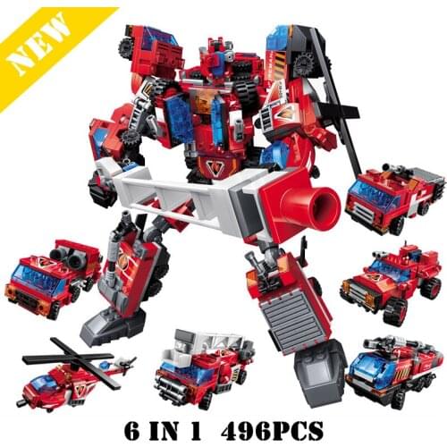 City High-tech Helicopter Car Truck Deformation Robot Model Building Blocks Sets Assembly DIY Bricks Toys For Kids Gifts