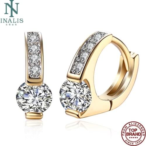 INALIS Clip Earrings Girls Romantic Style With Round Cubic Zirconia Earring Engagement Simple Gift Fashion Jewelry Recommend New